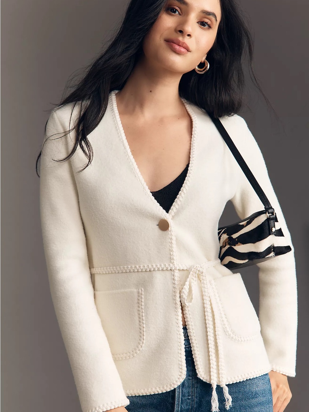 Anthropologie NVLT Knit V-Neck Blazer